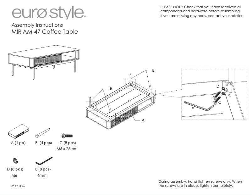 Page n°1 - Manuel utilisateur Eurø Style MIRIAM-47