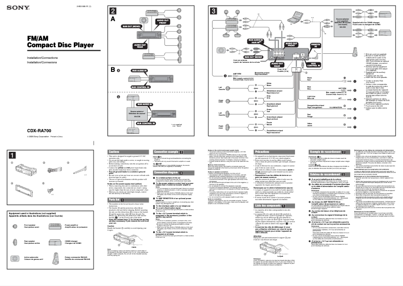 Página 1 del manual Guía de instalación Sony CDX-RA700