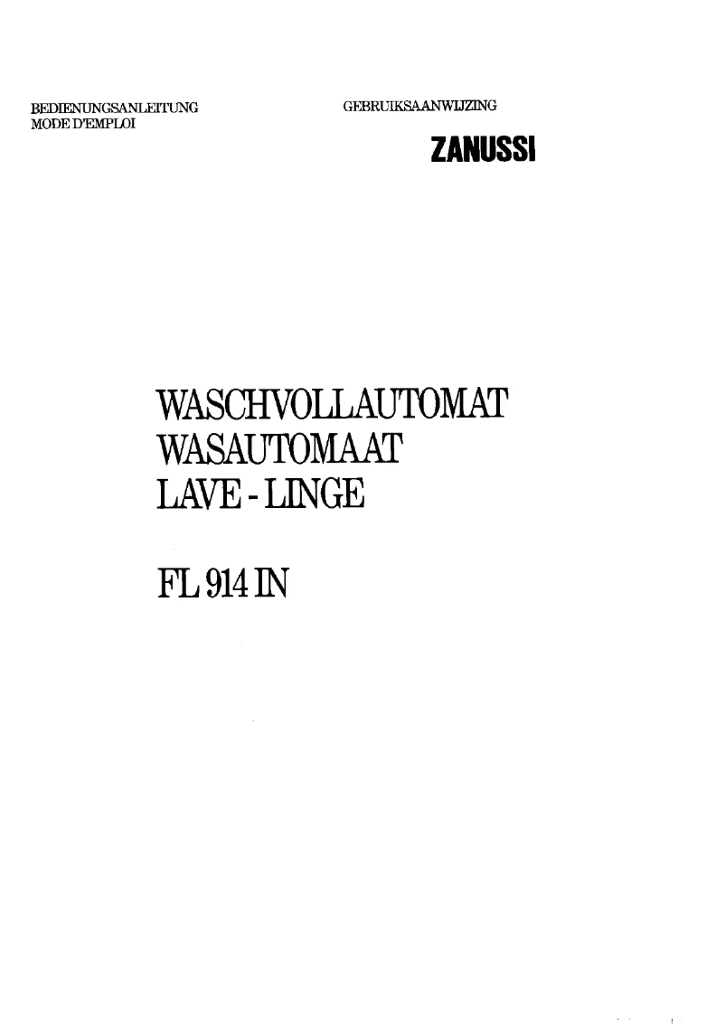 Page 1 de la notice Manuel utilisateur Zanussi FL-914IN