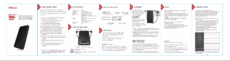 Page 1 de la notice Manuel utilisateur iWALK Extreme Trio 2 10000