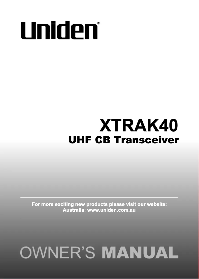 Image de la première page du manuel de l'appareil XTRAK 40