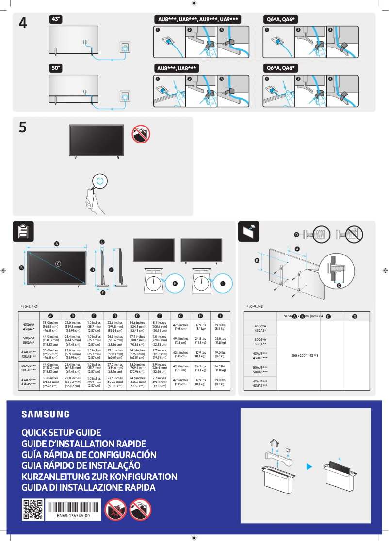 Page 1 de la notice Manuel utilisateur Samsung UA43AU9070U