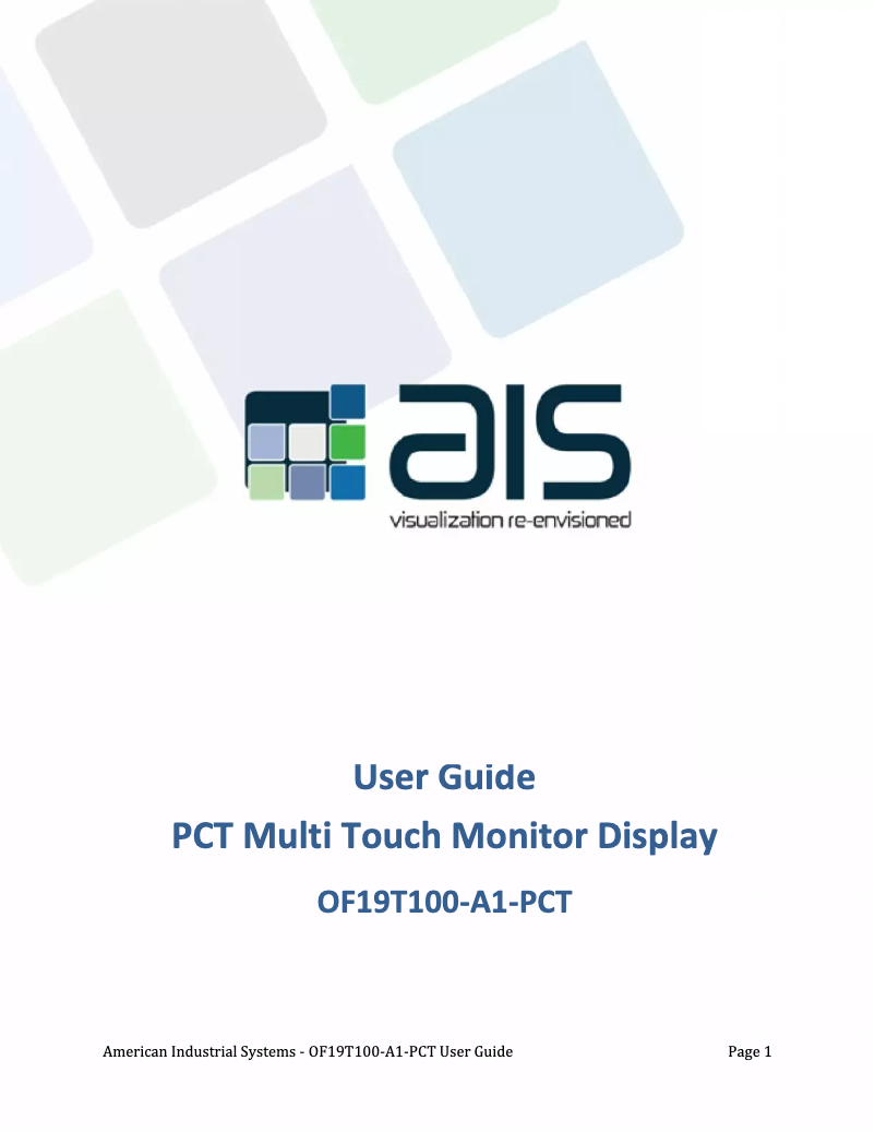 Page n°1 - Manuel utilisateur AIS OF19T100-A1-PCT