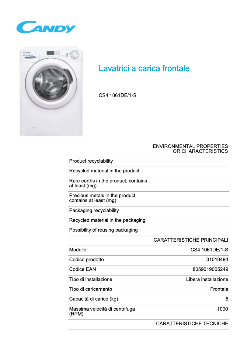 Image de la première page du manuel de l'appareil CS4 1061DE/1-S