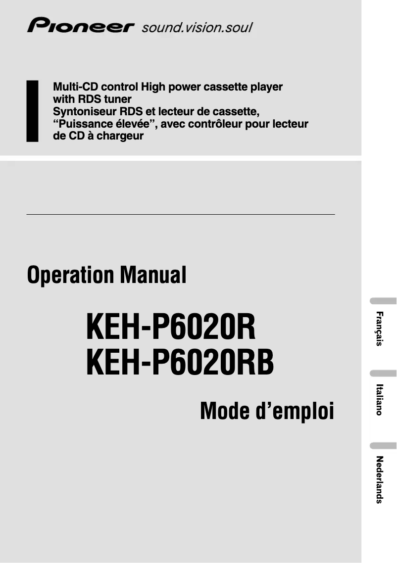 Page 1 de la notice Manuel utilisateur Pioneer KEH-P6020RB
