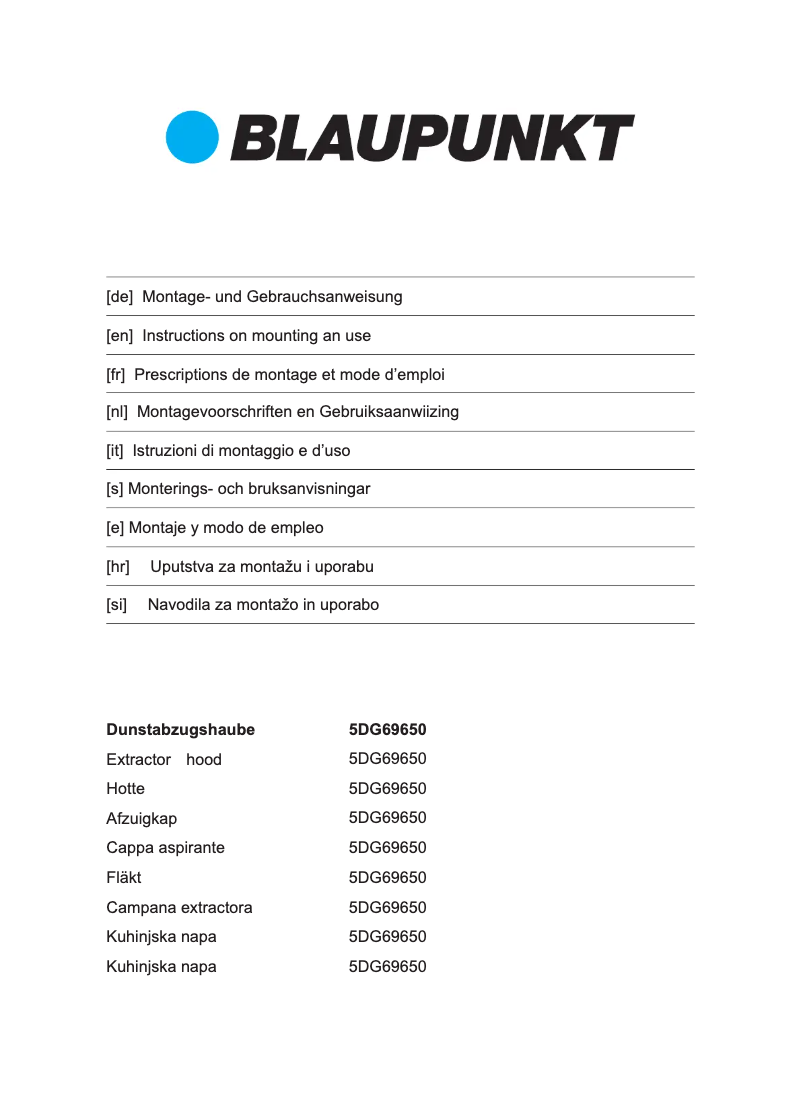 Page n°1 - Manuel utilisateur Blaupunkt 5DG69650