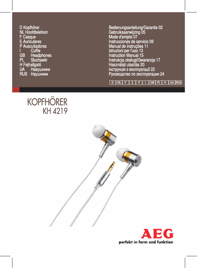 Page 1 de la notice Manuel utilisateur AEG KH 4219