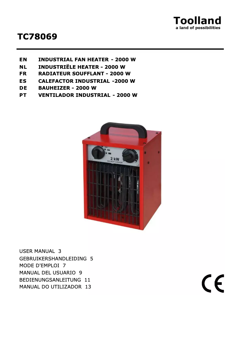 Página 1 del manual Manual de usuario Toolland TC78069