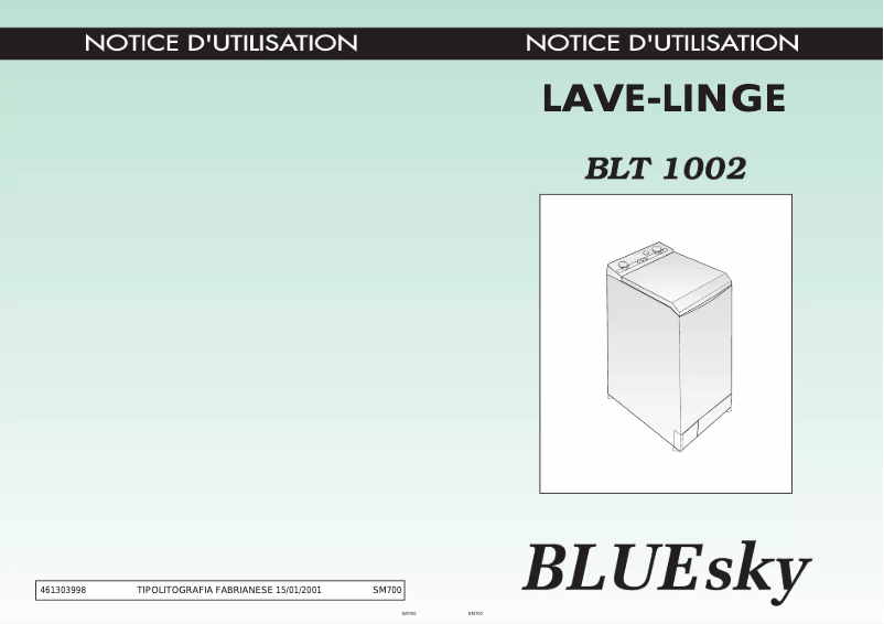 Page 1 de la notice Manuel utilisateur Bluesky BLT 1002