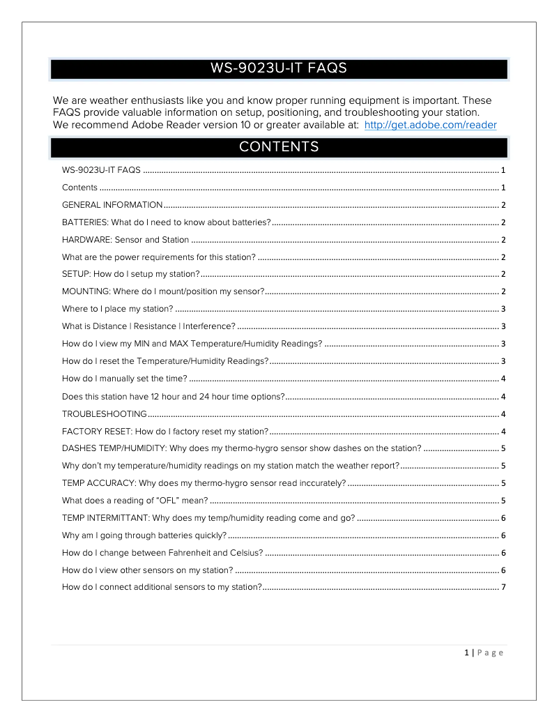 Image de la première page du manuel de l'appareil WS-9023U-IT