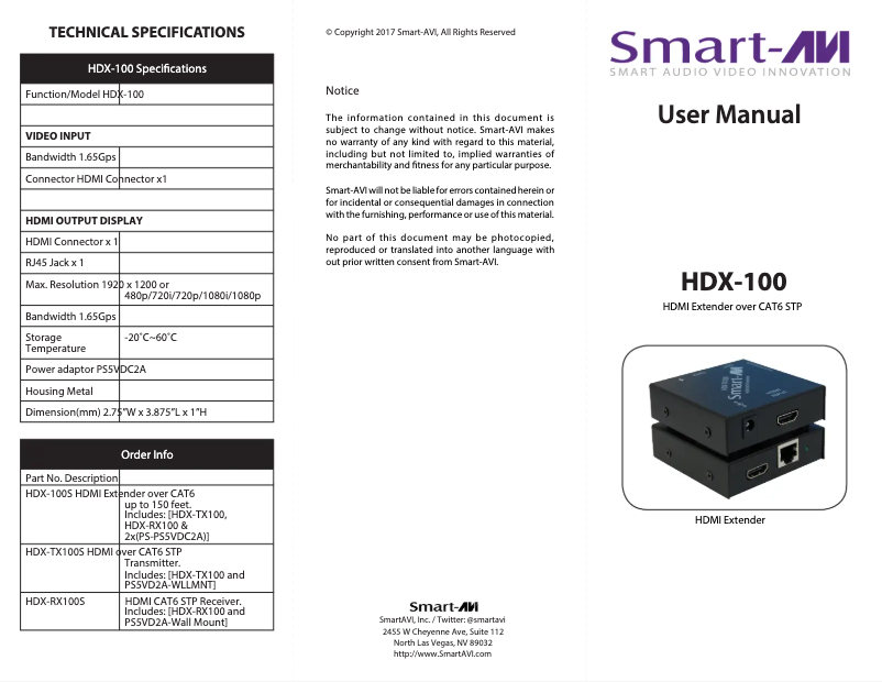 Página 1 del manual Manual de usuario Smart-AVI HDX-100S