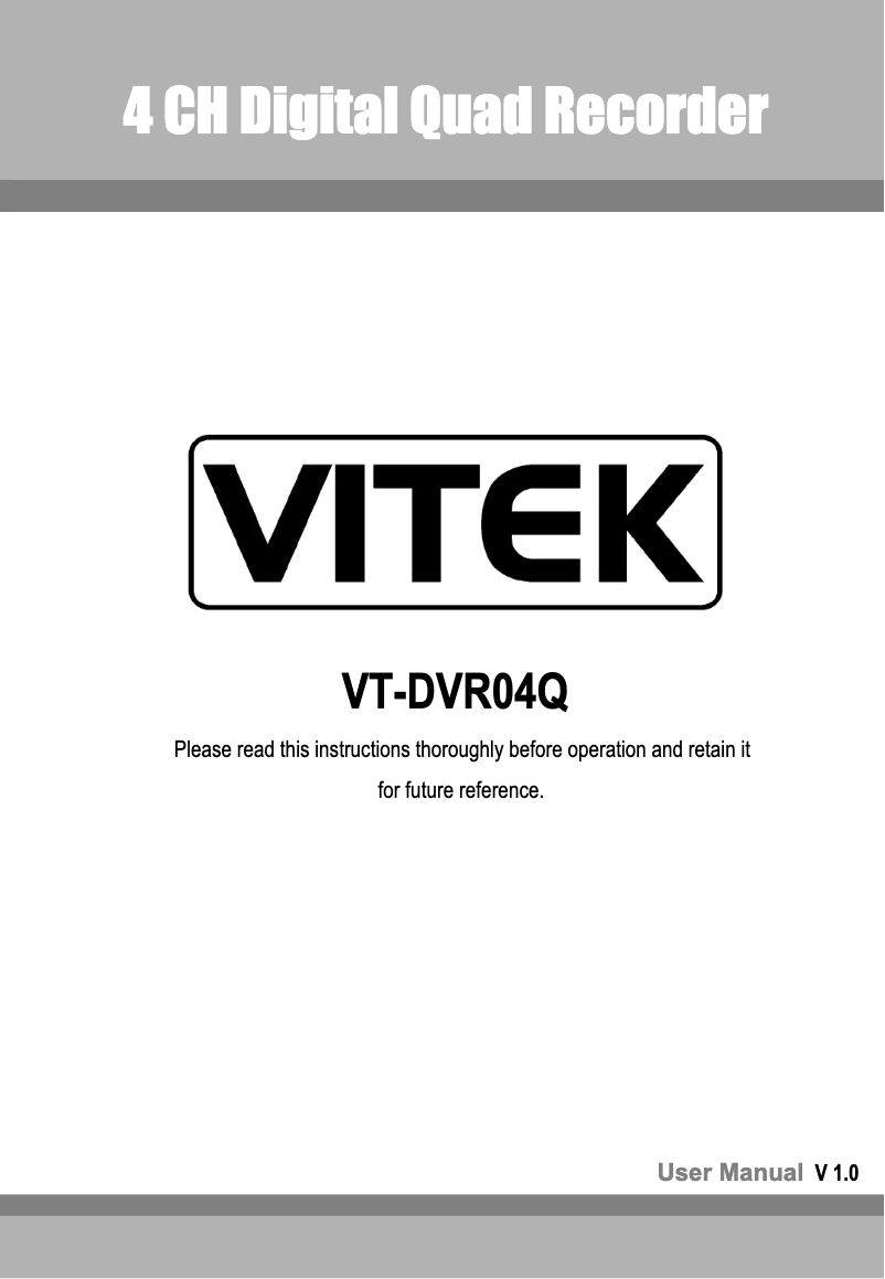 Page n°1 - Manuel utilisateur Vitek VT-DVR04Q