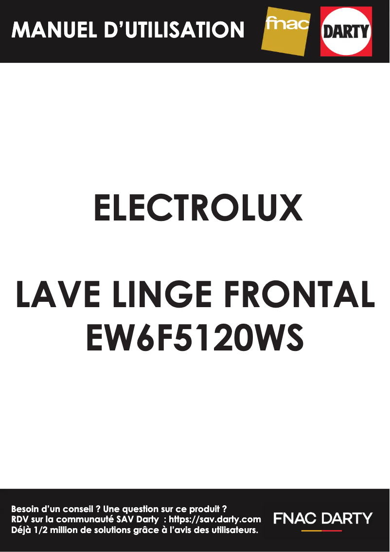 Page 1 de la notice Manuel utilisateur Electrolux EW6F5120WS