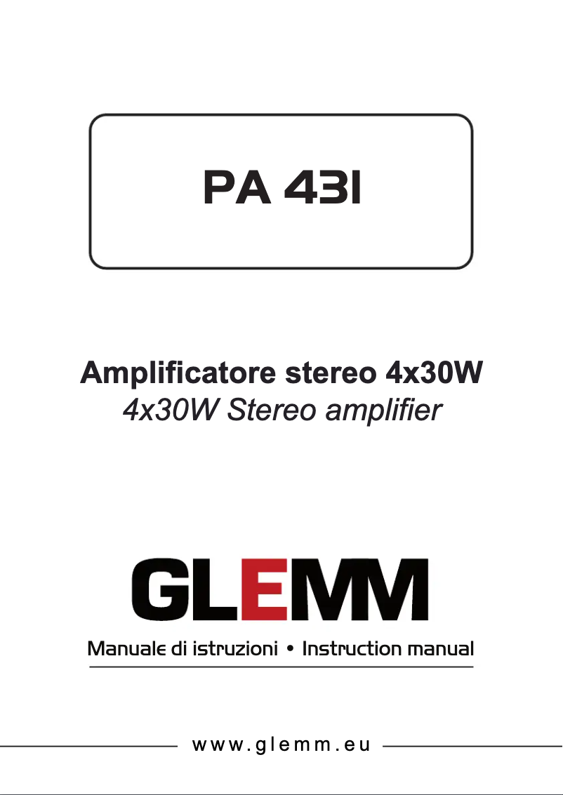 Page 1 de la notice Manuel utilisateur Glemm PA 431