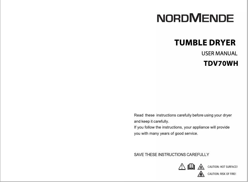 Page n°1 - Manuel utilisateur Nordmende TDV70WH