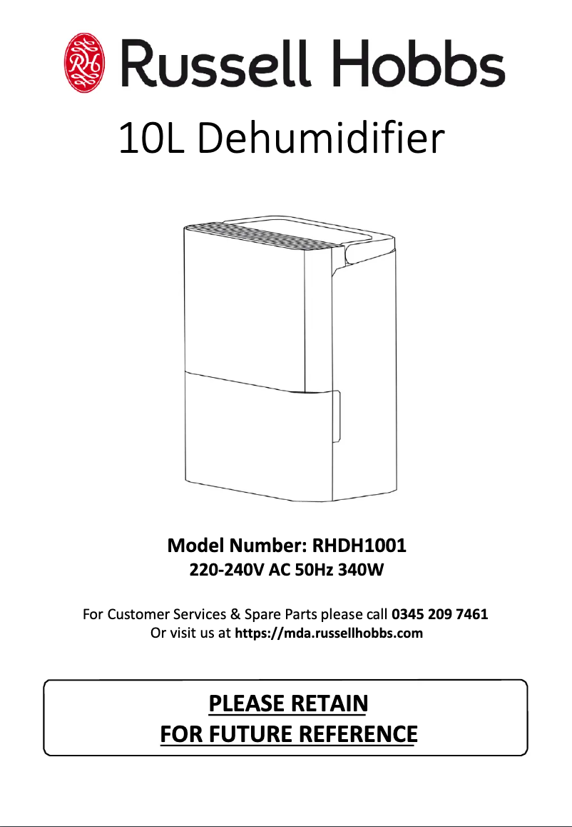 Page 1 de la notice Manuel utilisateur Russell Hobbs RHDH1001