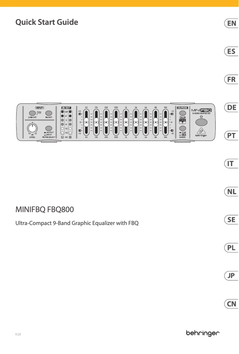 Page n°1 - Guide de démarrage rapide Behringer FBQ800
