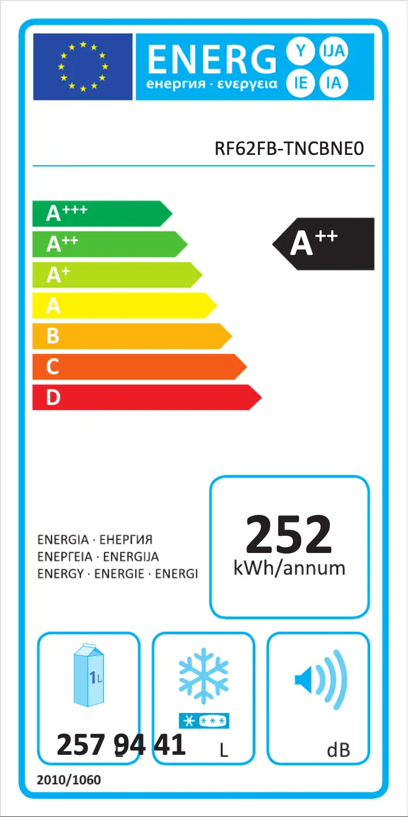 Page n°1 - Label énergétique Snaigė Fresh INN RF62FB-TNCBNE0