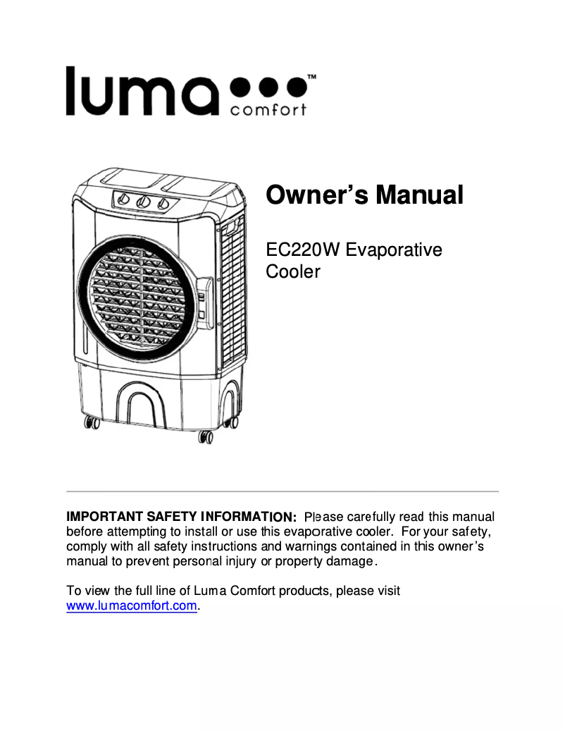 Page 1 de la notice Manuel utilisateur Luma Comfort EC220W