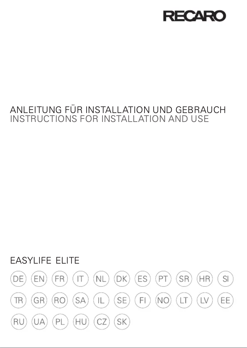 Página 1 del manual Manual de usuario Recaro Easylife Elite
