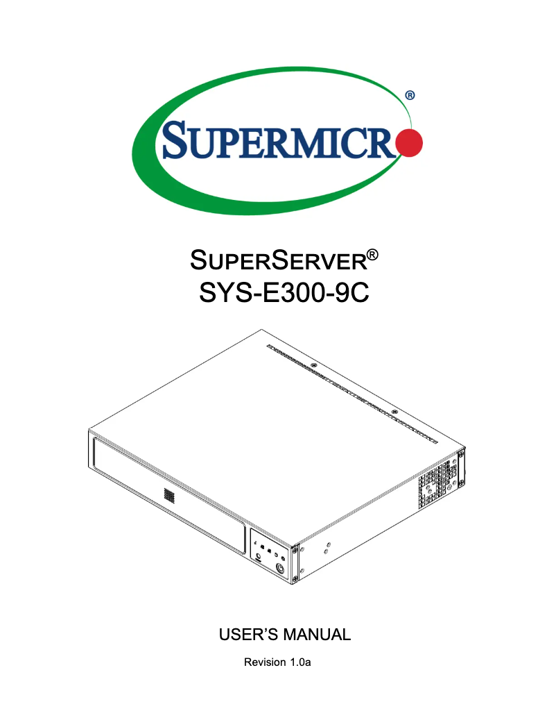 Page 1 de la notice Manuel utilisateur Supermicro SuperServer E300-9C