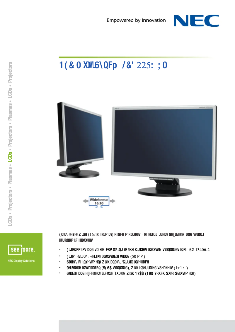 Página 1 del manual Ficha técnica NEC MultiSync LCD225WXM