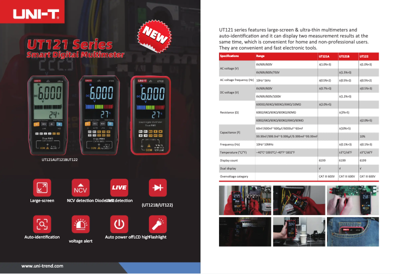 Page n°1 - Fiche technique Uni-T UT122