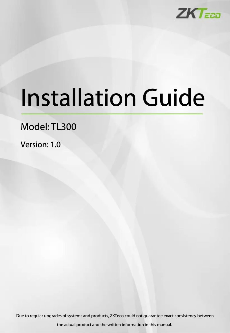 Page n°1 - Guide d'installation ZKTeco TL300B