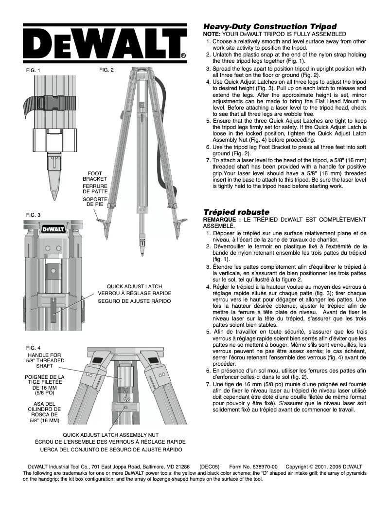 Page n°1 - Manuel utilisateur DeWalt DW0737