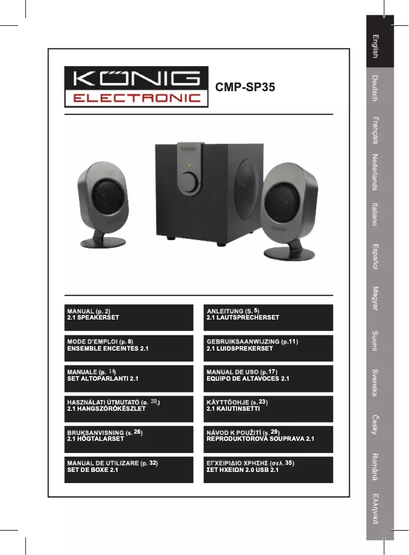 Page n°1 - Manuel utilisateur Konig CMP-SP35