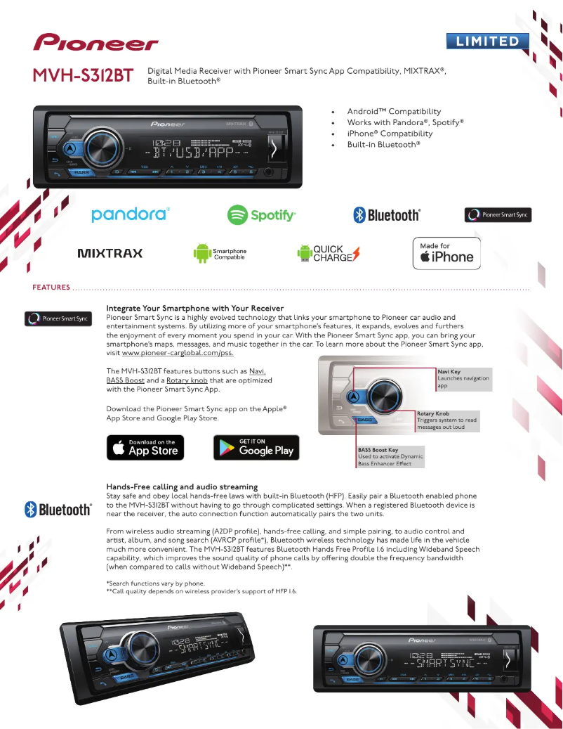 Page n°1 - Brochure Pioneer MVH-S312BT