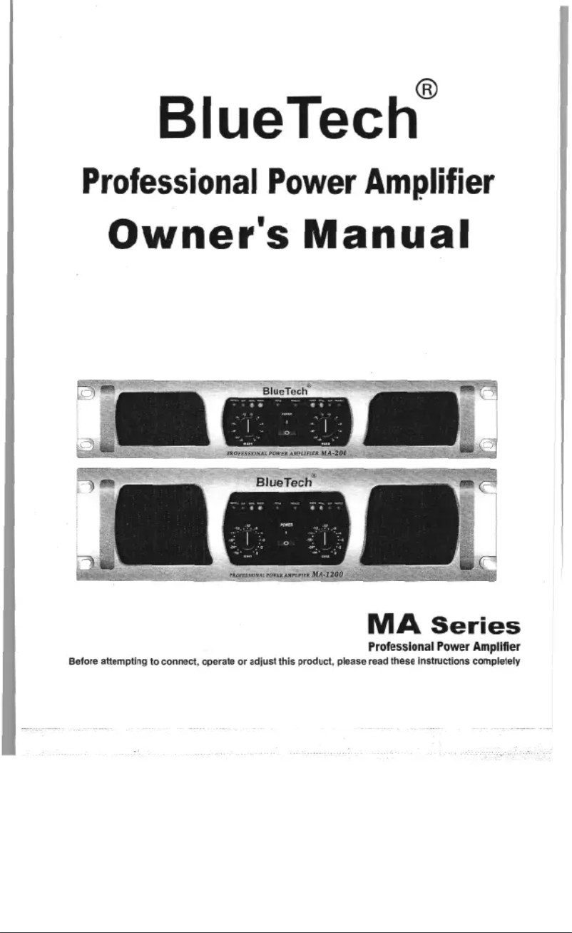 Page n°1 - Manuel utilisateur Bluetech MA series