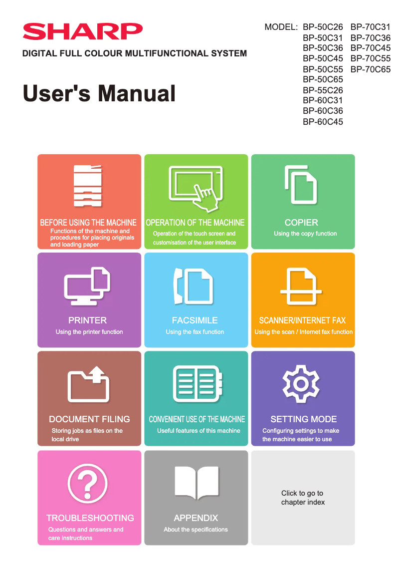 Página 1 del manual Manual de usuario Sharp BP-70C55