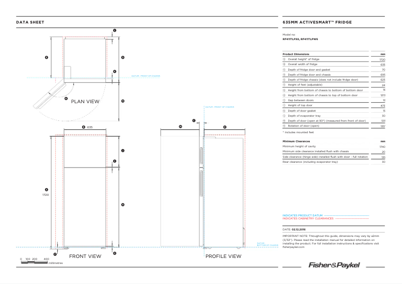Page n°1 - Fiche technique Fisher & Paykel RF411TLPX6