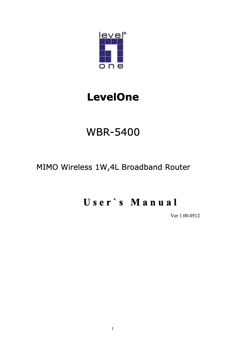 Page n°1 - Manuel utilisateur LevelOne WBR-5400