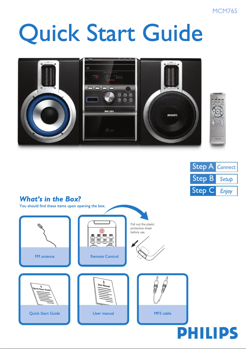 Página 1 del manual Guía de inicio rápido Philips MCM765