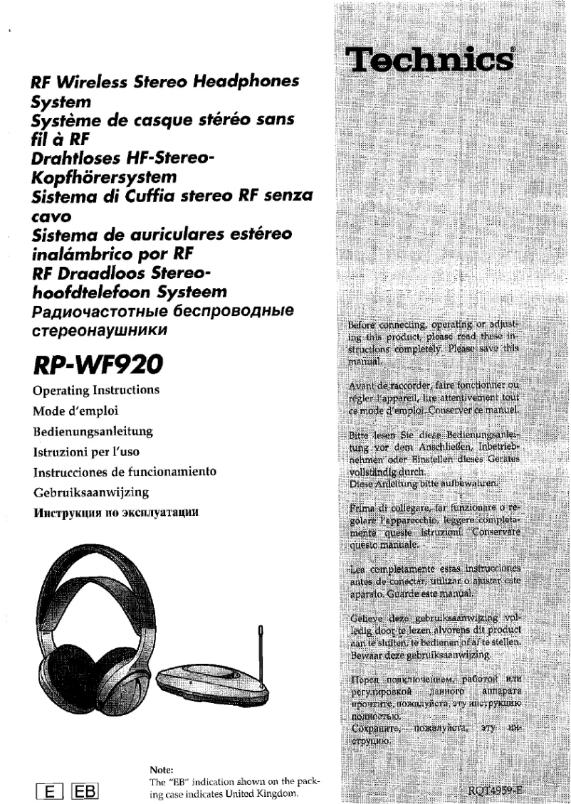 Image de la première page du manuel de l'appareil RP-WF920