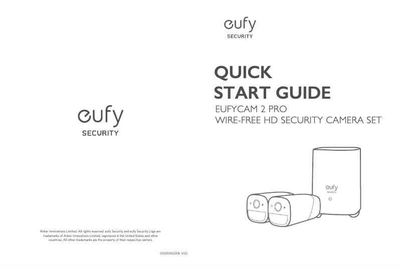 Page 1 de la notice Guide de démarrage rapide Eufy Eufycam 2 Pro