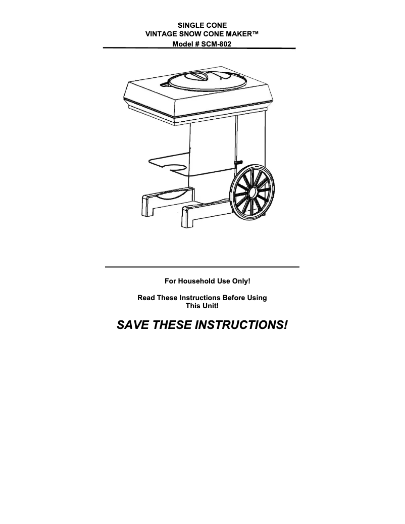 Page 1 de la notice Manuel utilisateur Nostalgia SCM-802