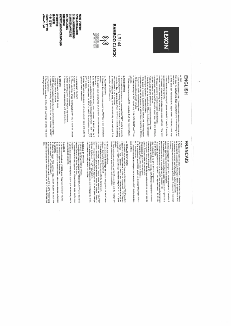Page 1 de la notice Manuel utilisateur Lexon Bamboo LR144