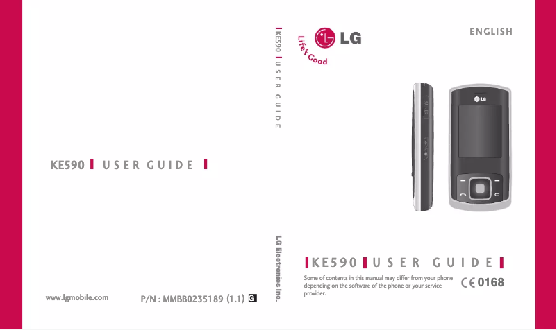 Page n°1 - Manuel utilisateur LG KE590