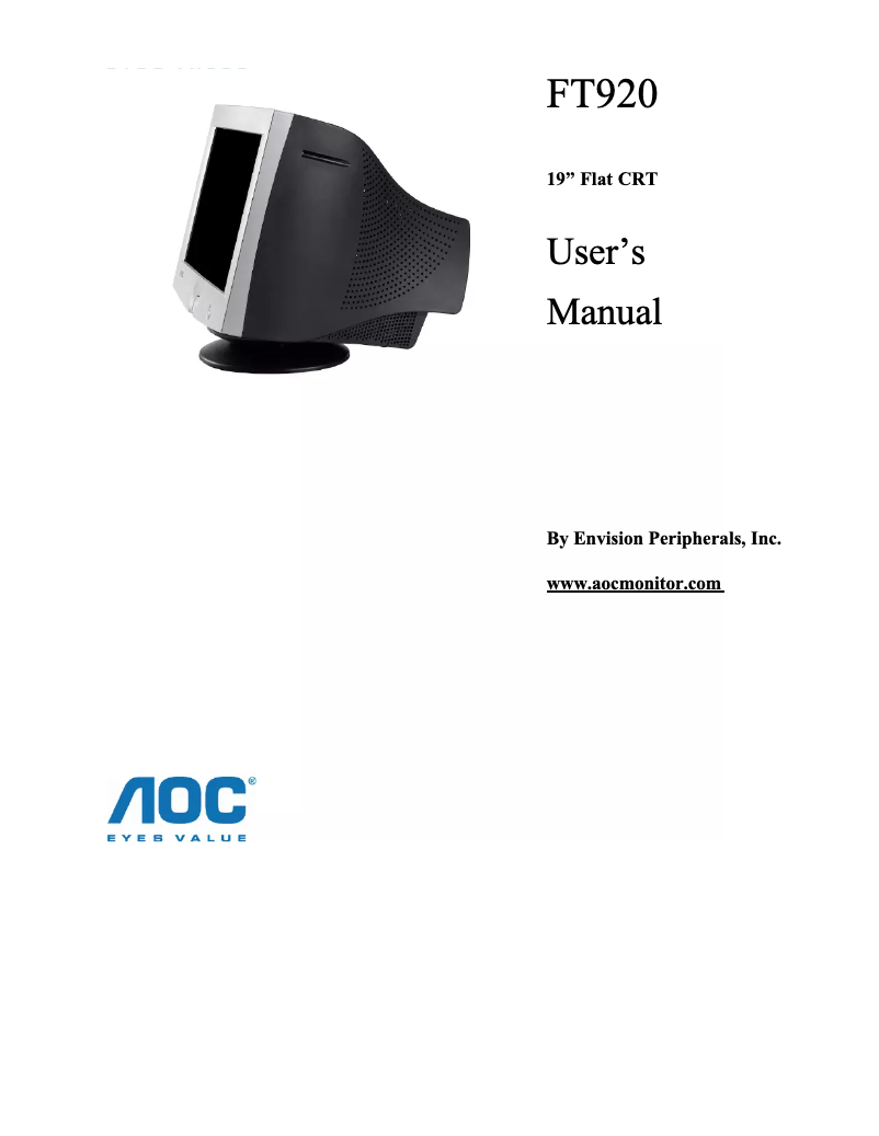 Page 1 de la notice Manuel utilisateur AOC FT920