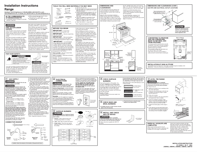 Page 1 de la notice Guide d'installation GE JGBS62REKSS