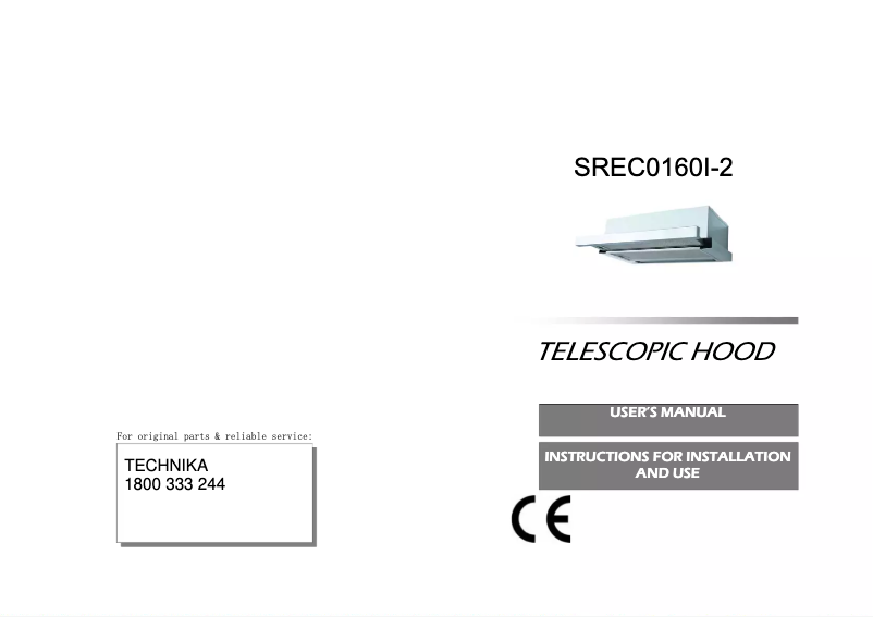 Page n°1 - Manuel utilisateur Technika SREC0160SS-2