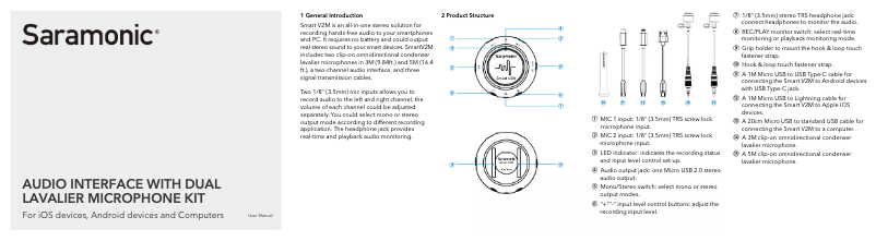 Page 1 de la notice Manuel utilisateur Saramonic Smart V2M