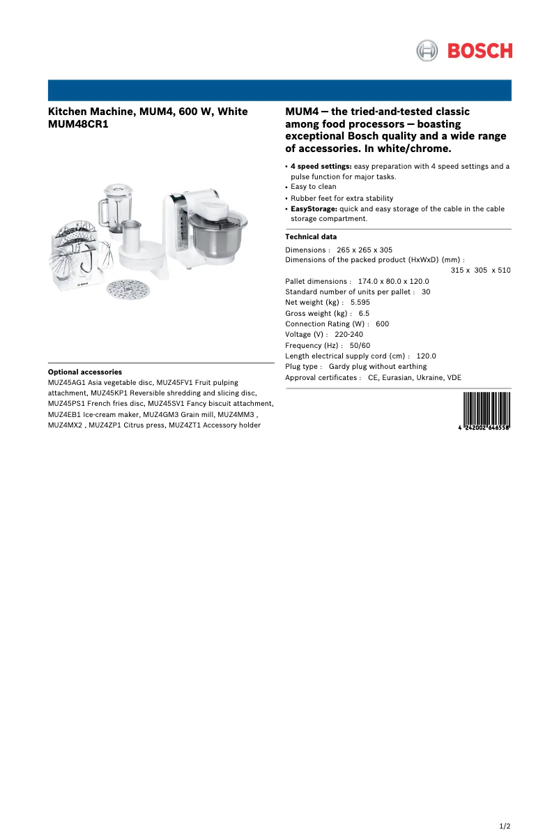 Image de la première page du manuel de l'appareil MUM48CR1