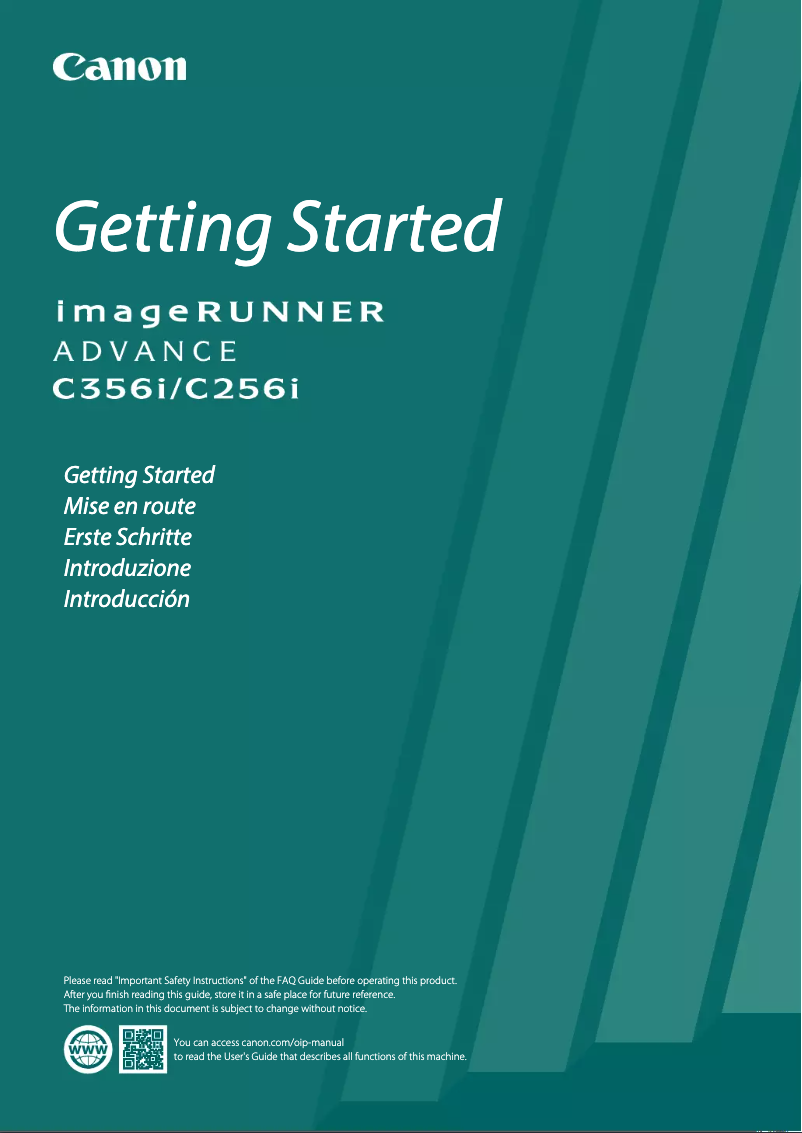 Image de la première page du manuel de l'appareil imageRUNNER ADVANCE C356i II