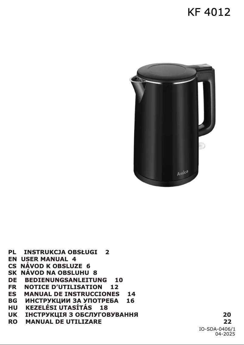 Page 1 de la notice Manuel utilisateur Amica KF 4012