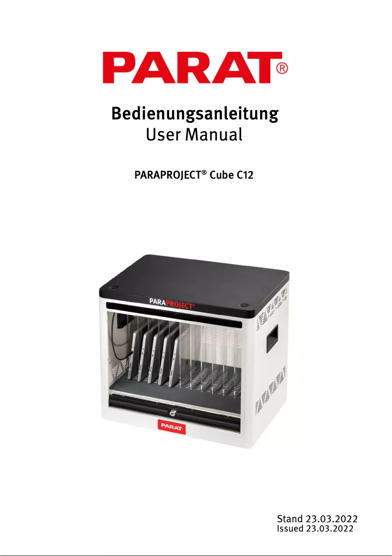 Image de la première page du manuel de l'appareil ParaProject Cube C12