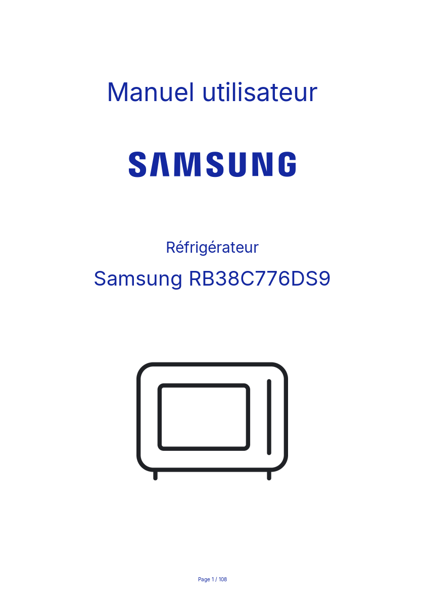 Page n°1 - Manuel utilisateur Samsung RB38C776DS9